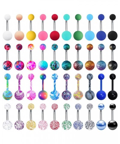 24-50Pcs 14G Stainless Steel Belly Button Rings for Women Girls CZ Screw Navel Bars Body Piercing Jewelry H: 40pcs style 3 $9...