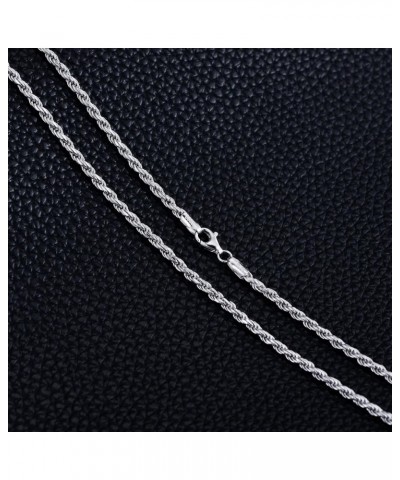 Authentic 925 Sterling Silver Diamond Cut Rope Chain 1/1.5/2/3 mm Braided Rope Twist Link Chain Necklace with Lobster Clasp S...