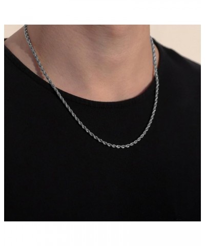 Authentic 925 Sterling Silver Diamond Cut Rope Chain 1/1.5/2/3 mm Braided Rope Twist Link Chain Necklace with Lobster Clasp S...