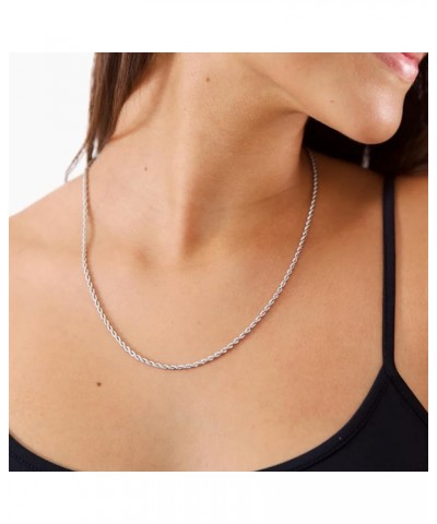 Authentic 925 Sterling Silver Diamond Cut Rope Chain 1/1.5/2/3 mm Braided Rope Twist Link Chain Necklace with Lobster Clasp S...