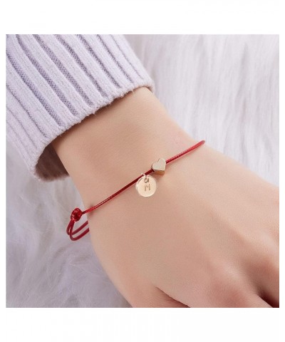 26 Letters Red String Bracelet Love Heart Alphabet Bracelet for Men Women Adjustable Heart Initial Bracelet Jewelry M $8.24 B...