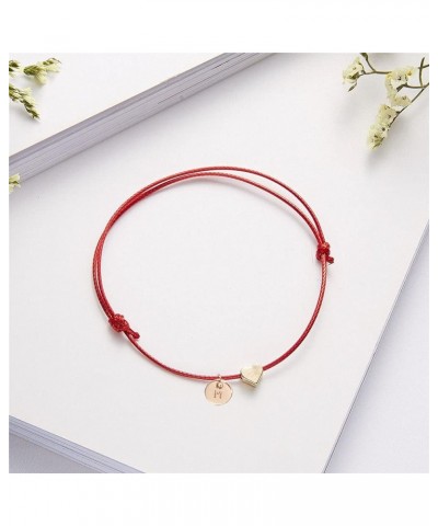 26 Letters Red String Bracelet Love Heart Alphabet Bracelet for Men Women Adjustable Heart Initial Bracelet Jewelry M $8.24 B...