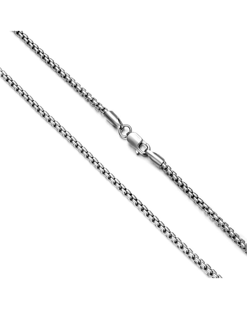 Genuine 925 Sterling Silver Round Box Chain Necklace for Men & Women Strong, Safe and Beautiful Rolo Link Chains 1.0MM - 3.0M...