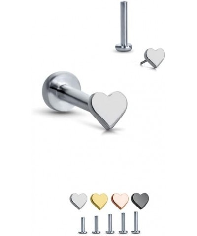 Titanium Labret Monroe Ear Cartilage Threadless Push Pin Nose Stud Heart Choose Your Color, Size & Gauge Rose-Tone-20G-3/8" P...