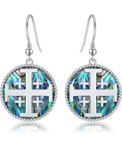 Cross Earrings for Women 925 Sterling Silver Celtic Knot Abalone Shell Earrings Religion Jewelry Christians Gifts for Her Aba...