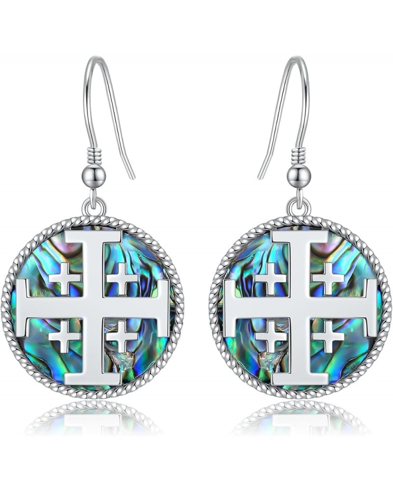 Cross Earrings for Women 925 Sterling Silver Celtic Knot Abalone Shell Earrings Religion Jewelry Christians Gifts for Her Aba...