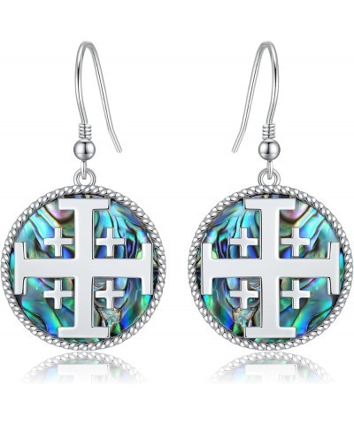 Cross Earrings for Women 925 Sterling Silver Celtic Knot Abalone Shell Earrings Religion Jewelry Christians Gifts for Her Aba...