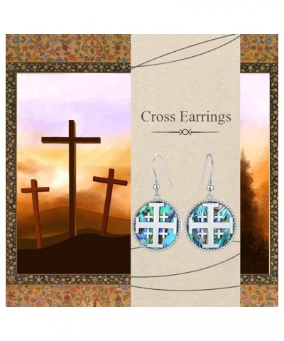 Cross Earrings for Women 925 Sterling Silver Celtic Knot Abalone Shell Earrings Religion Jewelry Christians Gifts for Her Aba...