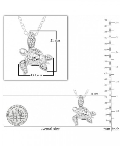 0.12 Carat (ctw) Round White Diamond Sea Turtle Pendant with 18 inch Chain for Women (Color I-J, Clarity I1-I3) in Gold 10k: ...