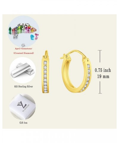 925 Sterling Slver Hoop Earrings Round Halo Huggie Earring Cubic Zirconia Jewelry for Women 04-diamond-Apr-18k gold $26.65 Ea...