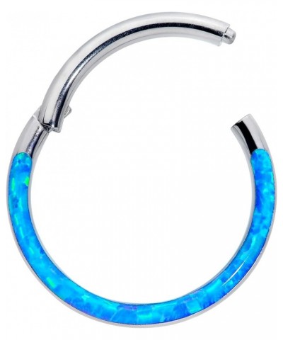 Womens 16G Titanium Hinged Segment Ring Seamless Cartilage Nipple Synth Opal Nose Hoop 3/8" Blue $25.37 Body Jewelry