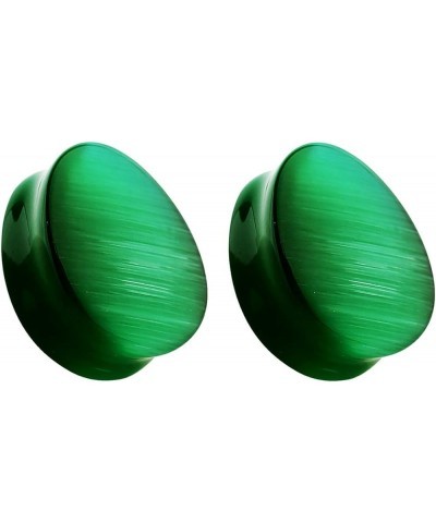 Natural Green Cat's Eye Stone Double Flared Tear Drop Plugs, Sold as a Pair 14mm (9/16") $10.55 Body Jewelry