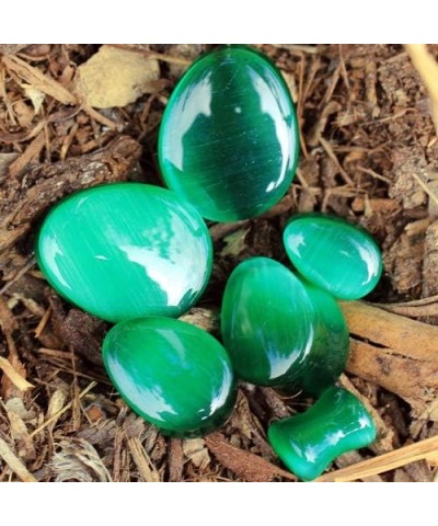 Natural Green Cat's Eye Stone Double Flared Tear Drop Plugs, Sold as a Pair 14mm (9/16") $10.55 Body Jewelry