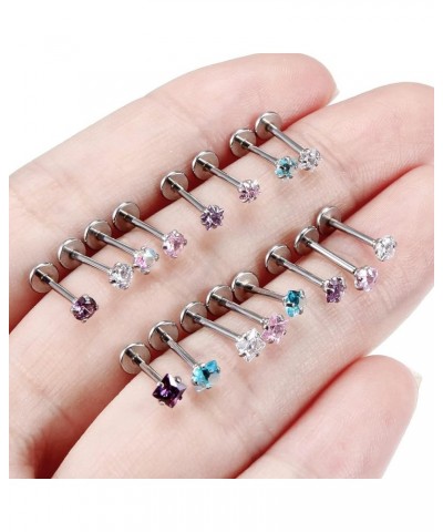 20G 18G 16G Threadless Tragus Earrings Surgical Steel Medusa Piercing Jewelry Star/Square/Round/Heart Shaped Crystal Labret S...