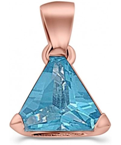 Triangle Cut Charm Pendant Simulated Cubic Zirconia 925 Sterling Silver (11mm) Rose Tone, Simulated Aquamarine CZ $9.68 Pendants