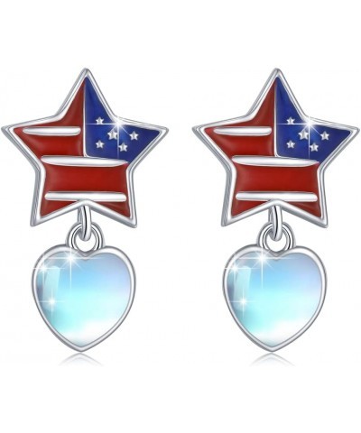 925 Sterling Silver Patriotic Jewelry American Flag Earrings Flag Cross Earrings Patriotic Hoop Earrings Studs Earrings for I...