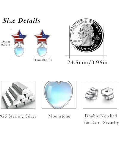 925 Sterling Silver Patriotic Jewelry American Flag Earrings Flag Cross Earrings Patriotic Hoop Earrings Studs Earrings for I...