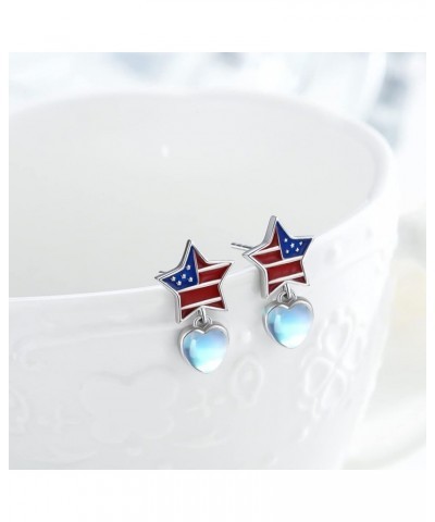 925 Sterling Silver Patriotic Jewelry American Flag Earrings Flag Cross Earrings Patriotic Hoop Earrings Studs Earrings for I...