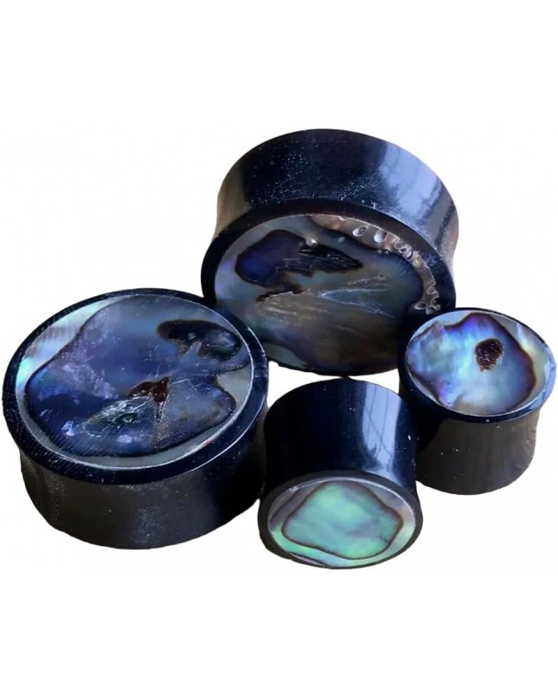 PAIR Horn Plugs w/Abalone Inlay Earlets Gauges Pierced Body Jewelry 4g (5mm) $10.58 Body Jewelry