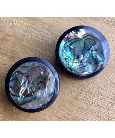 PAIR Horn Plugs w/Abalone Inlay Earlets Gauges Pierced Body Jewelry 4g (5mm) $10.58 Body Jewelry