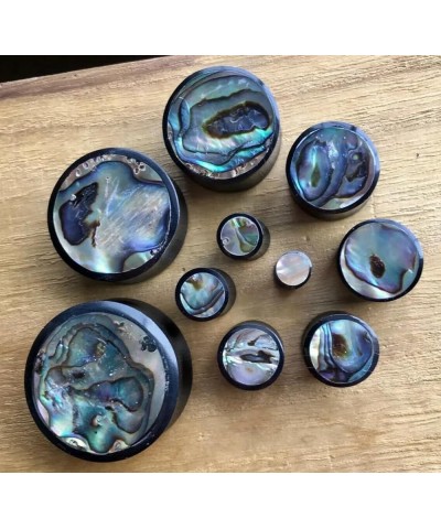 PAIR Horn Plugs w/Abalone Inlay Earlets Gauges Pierced Body Jewelry 4g (5mm) $10.58 Body Jewelry