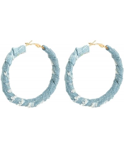 Large Big Circle Denim Hoop Earrings Round Jeans Cloth Exaggerated Cool Statement Jewelry for Women Girl 65mm $6.31 Earrings