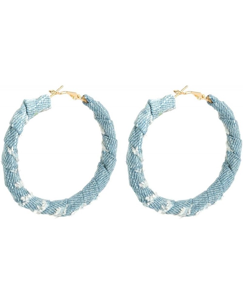 Large Big Circle Denim Hoop Earrings Round Jeans Cloth Exaggerated Cool Statement Jewelry for Women Girl 65mm $6.31 Earrings