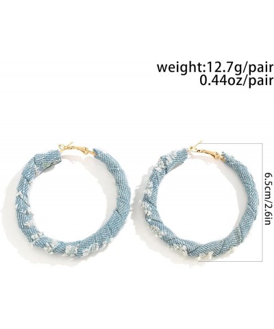 Large Big Circle Denim Hoop Earrings Round Jeans Cloth Exaggerated Cool Statement Jewelry for Women Girl 65mm $6.31 Earrings