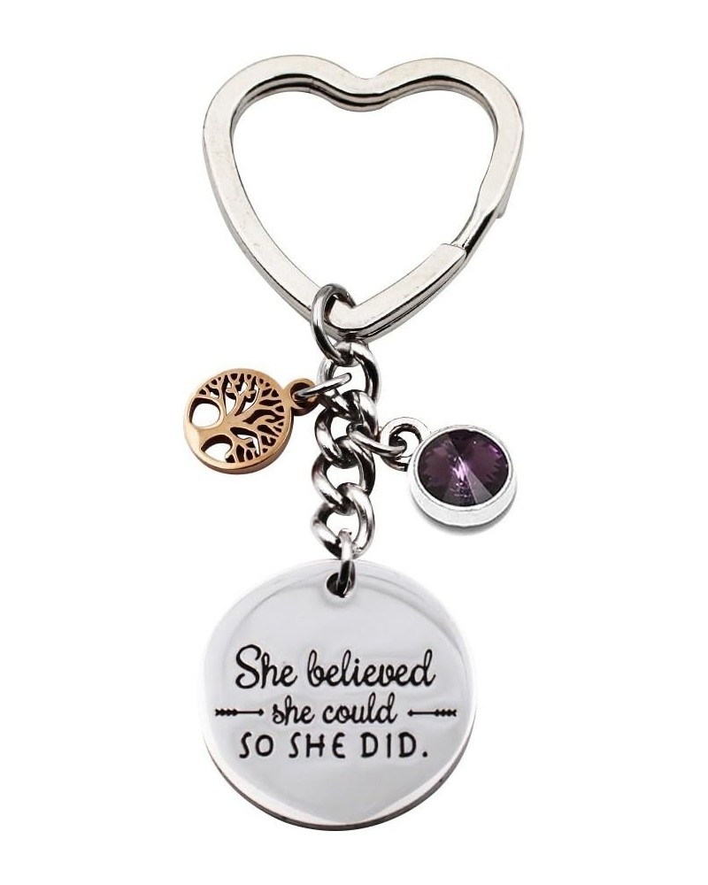 She Believed She Could So She Did 12 Birthstone Inspirational Keychain for Women and Girls Gift 2 February $7.75 Bracelets