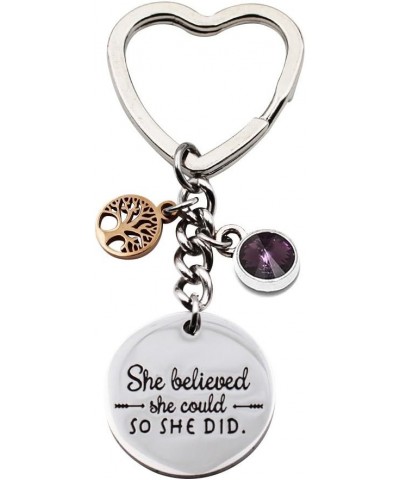 She Believed She Could So She Did 12 Birthstone Inspirational Keychain for Women and Girls Gift 2 February $7.75 Bracelets