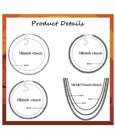 1-4Pcs Western Navajo Pearl Choker Necklace for Women Western Cowgirls Beaded Choker Adjustable Boho Vintage Necklace Jewelry...