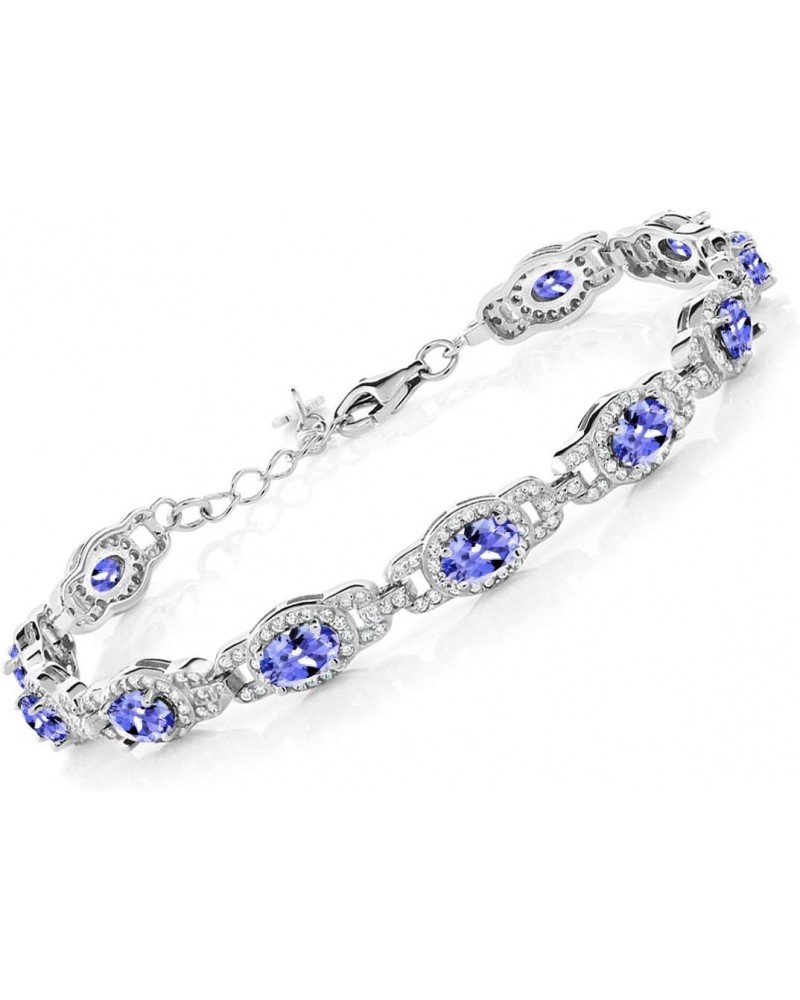 925 Sterling Silver Blue Tanzanite Tennis Bracelet For Women (8.55 Cttw, Gemstone Birthstone, 7 Inch with 1 Inch Extender) $9...