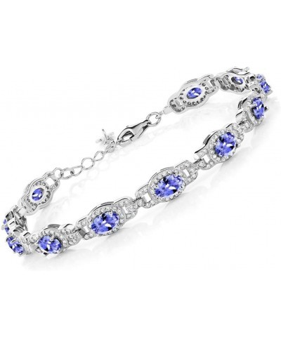 925 Sterling Silver Blue Tanzanite Tennis Bracelet For Women (8.55 Cttw, Gemstone Birthstone, 7 Inch with 1 Inch Extender) $9...