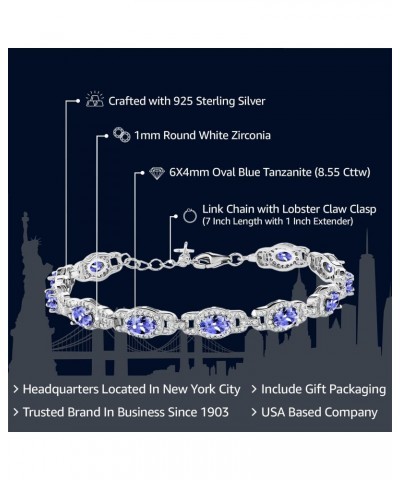 925 Sterling Silver Blue Tanzanite Tennis Bracelet For Women (8.55 Cttw, Gemstone Birthstone, 7 Inch with 1 Inch Extender) $9...