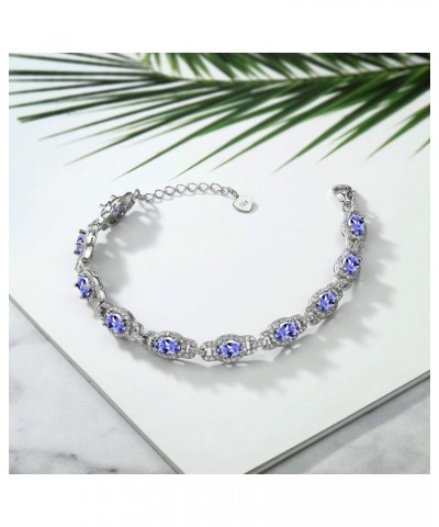 925 Sterling Silver Blue Tanzanite Tennis Bracelet For Women (8.55 Cttw, Gemstone Birthstone, 7 Inch with 1 Inch Extender) $9...