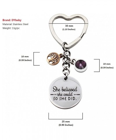 She Believed She Could So She Did 12 Birthstone Inspirational Keychain for Women and Girls Gift 2 February $7.75 Bracelets