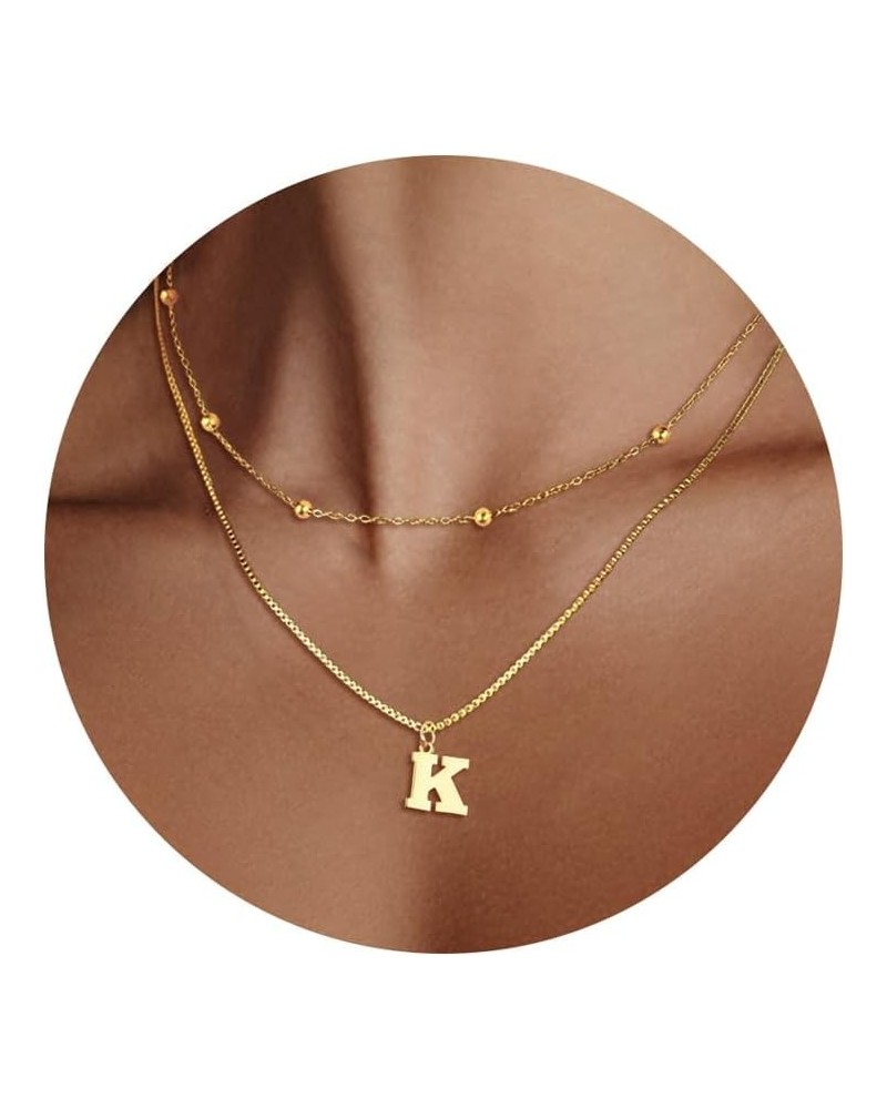 Layered Initial Necklaces for Women Girls - 14K Gold Plated Initial Necklaces | Layered Initial Letter Necklaces | Gold Initi...