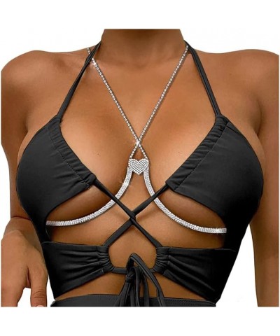 Rhinestone Chest Bracket Bra Chain Body Jewelry Crsytal Breast Body Chain Heart Bikini Bra Chain for Women Gold $11.39 Body J...