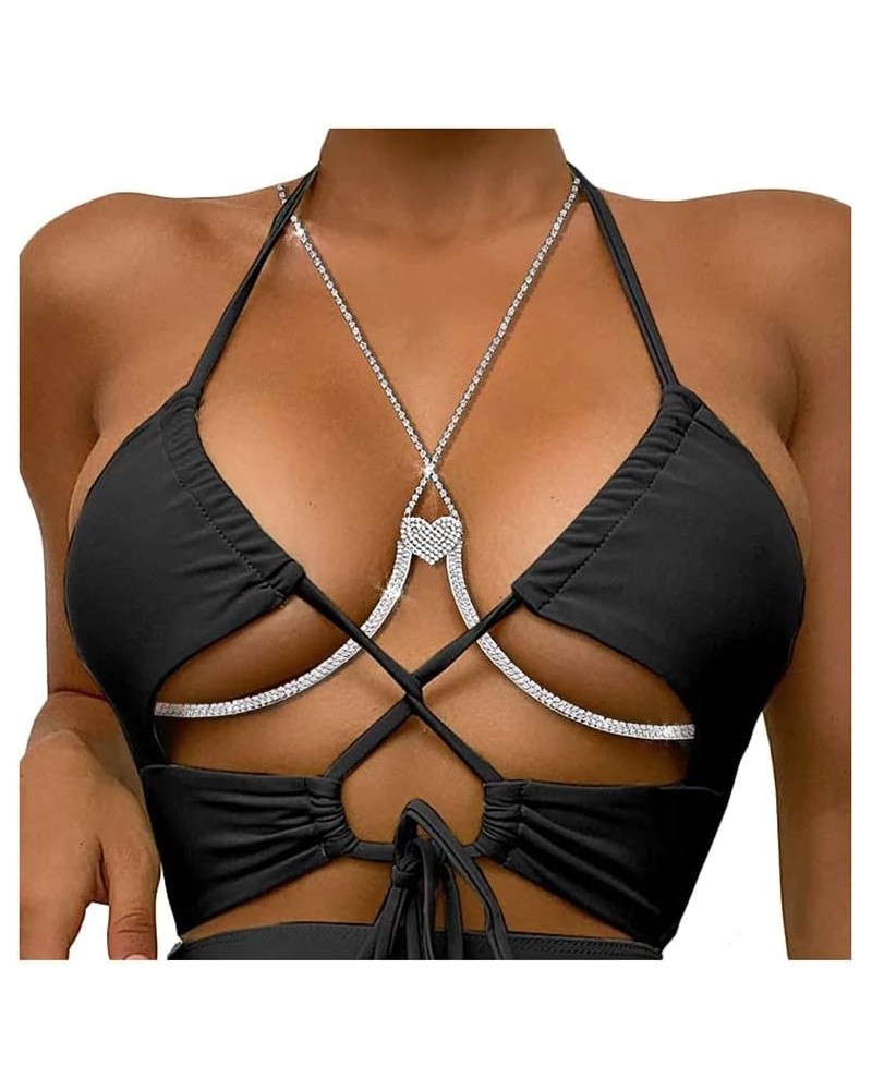 Rhinestone Chest Bracket Bra Chain Body Jewelry Crsytal Breast Body Chain Heart Bikini Bra Chain for Women Gold $11.39 Body J...