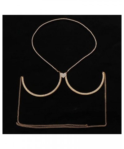 Rhinestone Chest Bracket Bra Chain Body Jewelry Crsytal Breast Body Chain Heart Bikini Bra Chain for Women Gold $11.39 Body J...