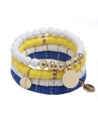 Heishi Bracelet Set Colorful Surfer Stretech Bracelet with Tassel Pendant Bracelet for Women Summer Beach BR1206-Yellow Blue ...