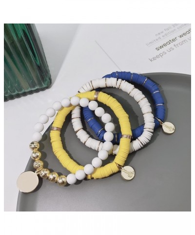 Heishi Bracelet Set Colorful Surfer Stretech Bracelet with Tassel Pendant Bracelet for Women Summer Beach BR1206-Yellow Blue ...