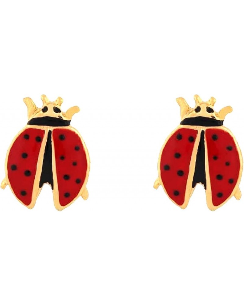 Gold Plated Red Color Ladybug Special Design Style Earrings for Women and Girls $5.94 Earrings