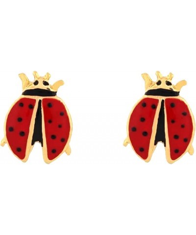 Gold Plated Red Color Ladybug Special Design Style Earrings for Women and Girls $5.94 Earrings