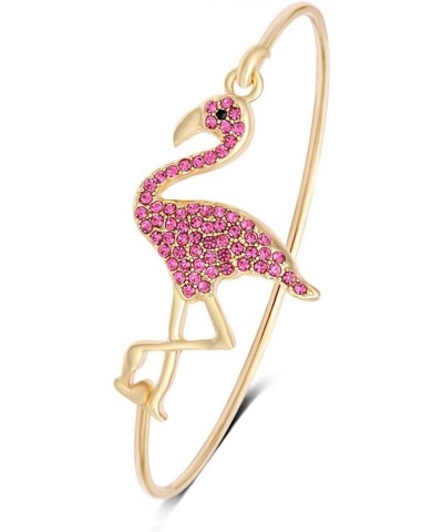 Full Rhinestone Flamingo Can Open Bangle for Women Pink 1 $8.54 Bracelets