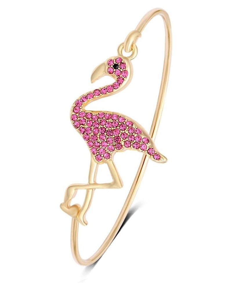 Full Rhinestone Flamingo Can Open Bangle for Women Pink 1 $8.54 Bracelets