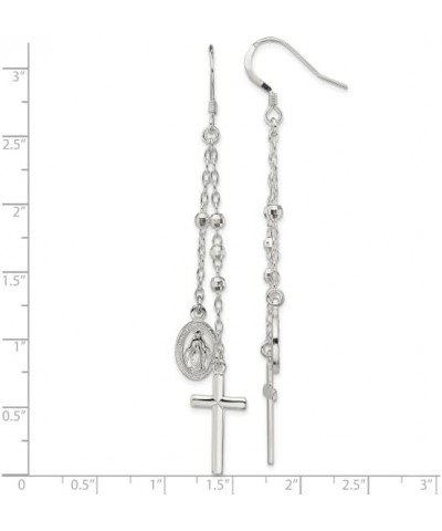 925 Sterling Silver Our Lady of Miraculous Medal Blessed Virgin Mary Latin Cross Beaded Multi Strand Drop Dangle Earrings $46...