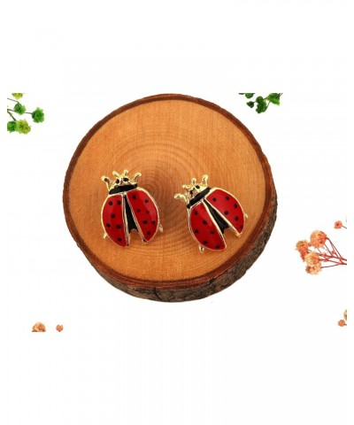 Gold Plated Red Color Ladybug Special Design Style Earrings for Women and Girls $5.94 Earrings