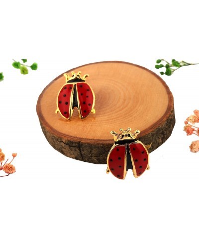 Gold Plated Red Color Ladybug Special Design Style Earrings for Women and Girls $5.94 Earrings