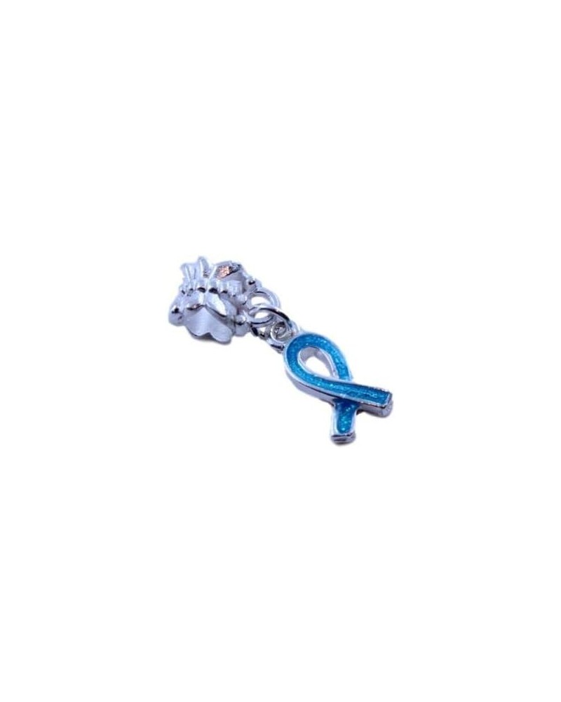 Teal Ribbon Small Dangle Charm Fits Pandora Style Bracelets $7.38 Bracelets